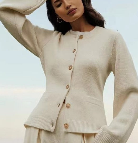 Knit Cardigan | Long Sleeve | Pockets | Button-Up Cardigan | Women's Clothing-Fashion Nora