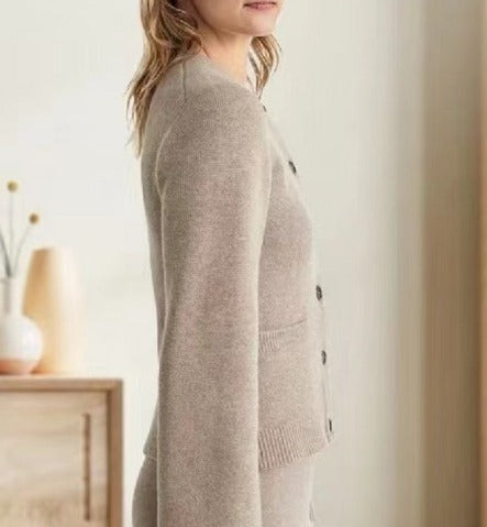 Knit Cardigan | Long Sleeve | Pockets | Button-Up Cardigan | Women's Clothing-Fashion Nora