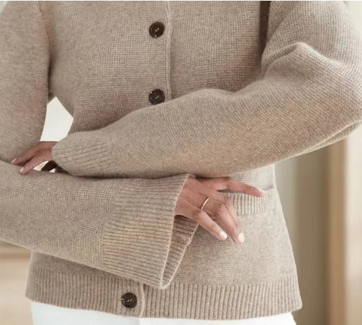 Knit Cardigan | Long Sleeve | Pockets | Button-Up Cardigan | Women's Clothing-Fashion Nora
