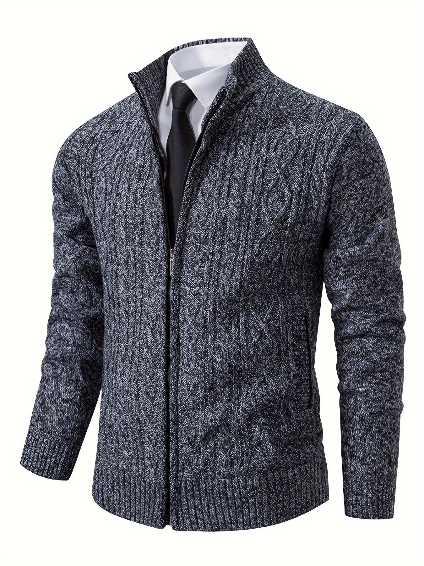 Knit Cardigan | Warm | High Neck | Zip Up Cardigan | Men's Cardigan-Fashion Nora