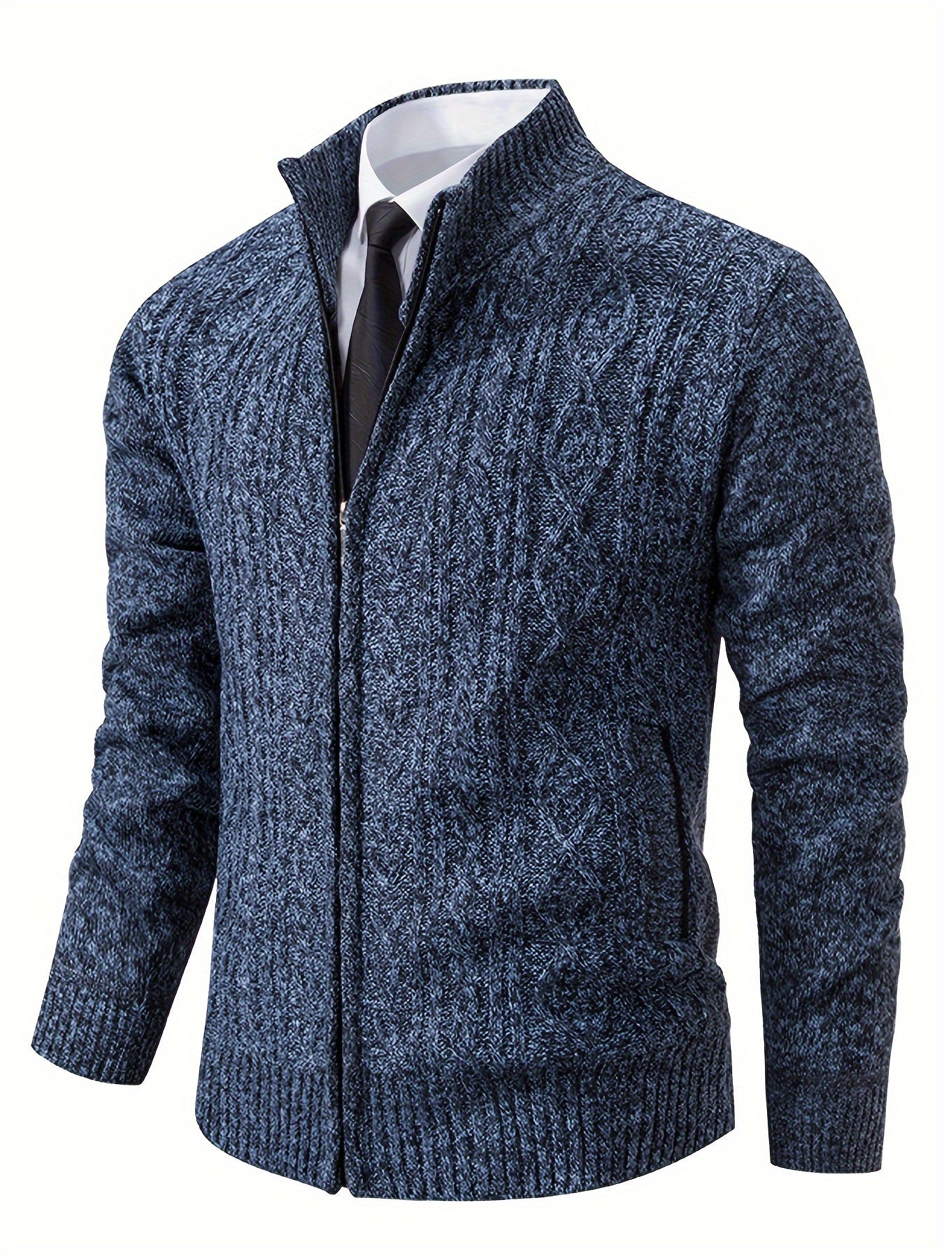 Knit Cardigan | Warm | High Neck | Zip Up Cardigan | Men's Cardigan-Fashion Nora