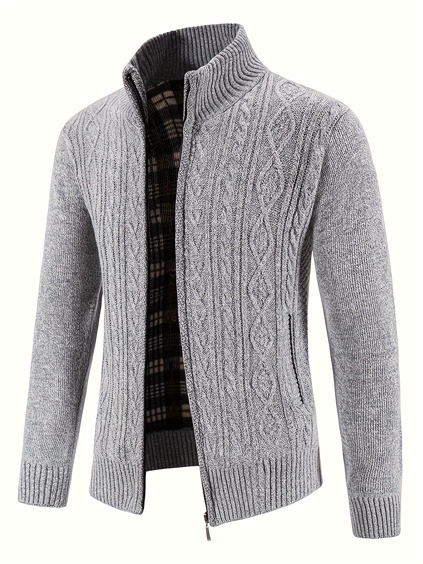 Knit Cardigan | Warm | High Neck | Zip Up Cardigan | Men's Cardigan-Fashion Nora