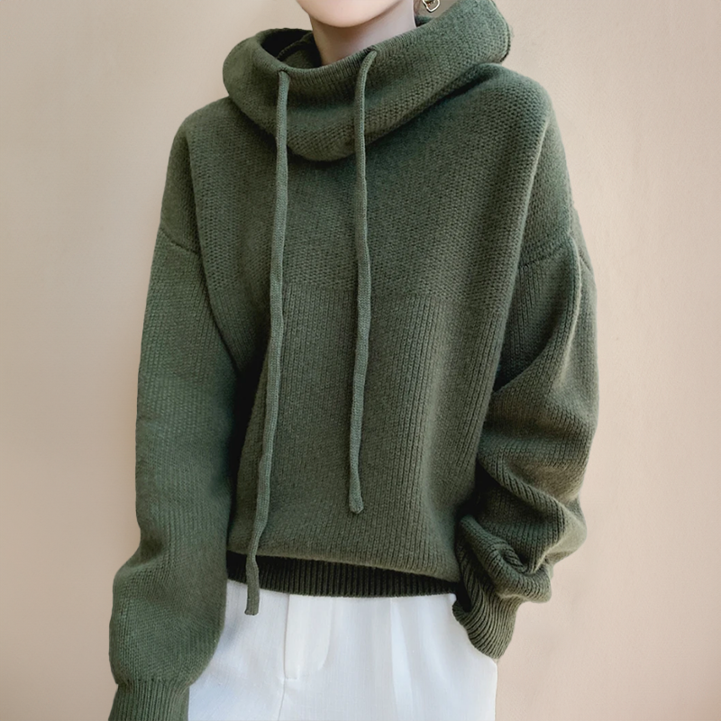 Knitted Sweater | High neck | Oversized | Knit Hoodie | Women's Knitwear-Fashion Nora