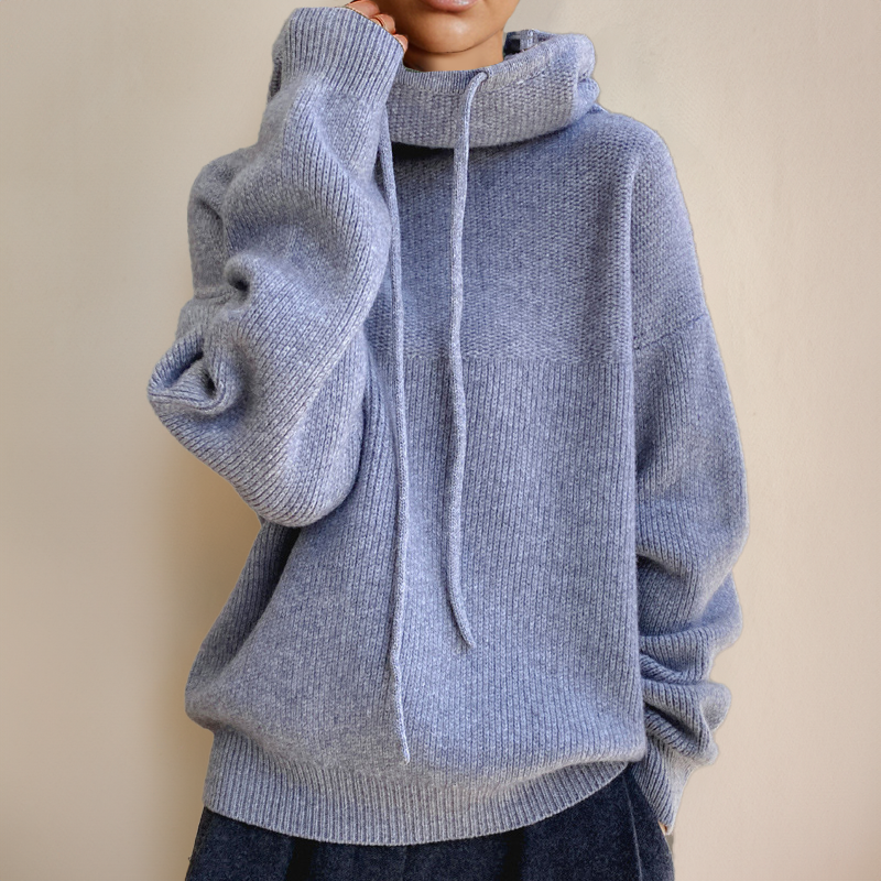 Knitted Sweater | High neck | Oversized | Knit Hoodie | Women's Knitwear-Fashion Nora