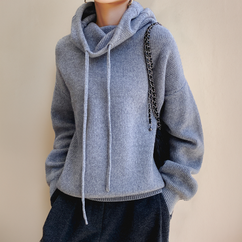 Knitted Sweater | High neck | Oversized | Knit Hoodie | Women's Knitwear-Fashion Nora