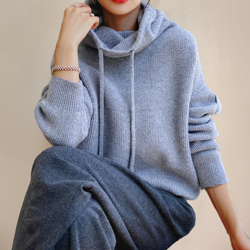 Knitted Sweater | High neck | Oversized | Knit Hoodie | Women's Knitwear-Fashion Nora