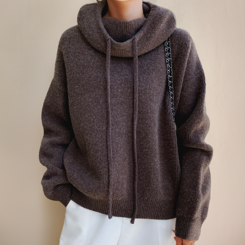 Knitted Sweater | High neck | Oversized | Knit Hoodie | Women's Knitwear-Fashion Nora