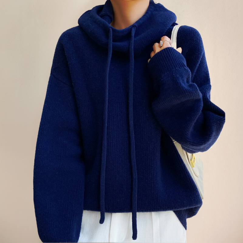 Knitted Sweater | High neck | Oversized | Knit Hoodie | Women's Knitwear-Fashion Nora