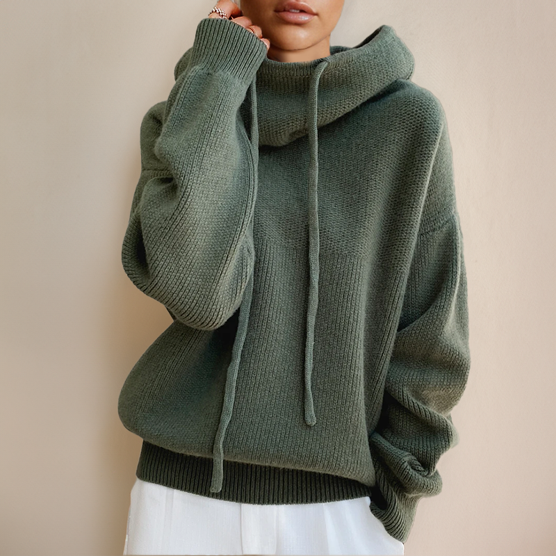 Knitted Sweater | High neck | Oversized | Knit Hoodie | Women's Knitwear-Fashion Nora