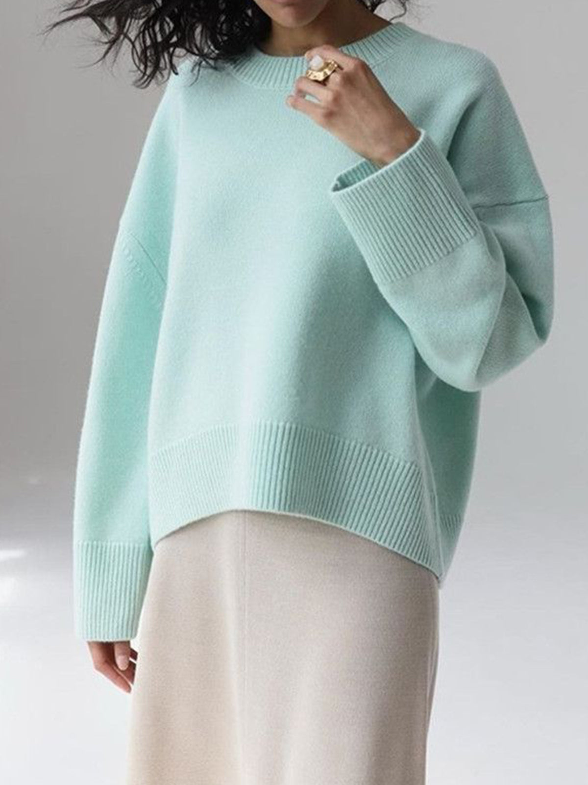 Knitted Sweater | Warm | Crew Neck | Oversized Sweater | Women's Knitwear-Fashion Nora