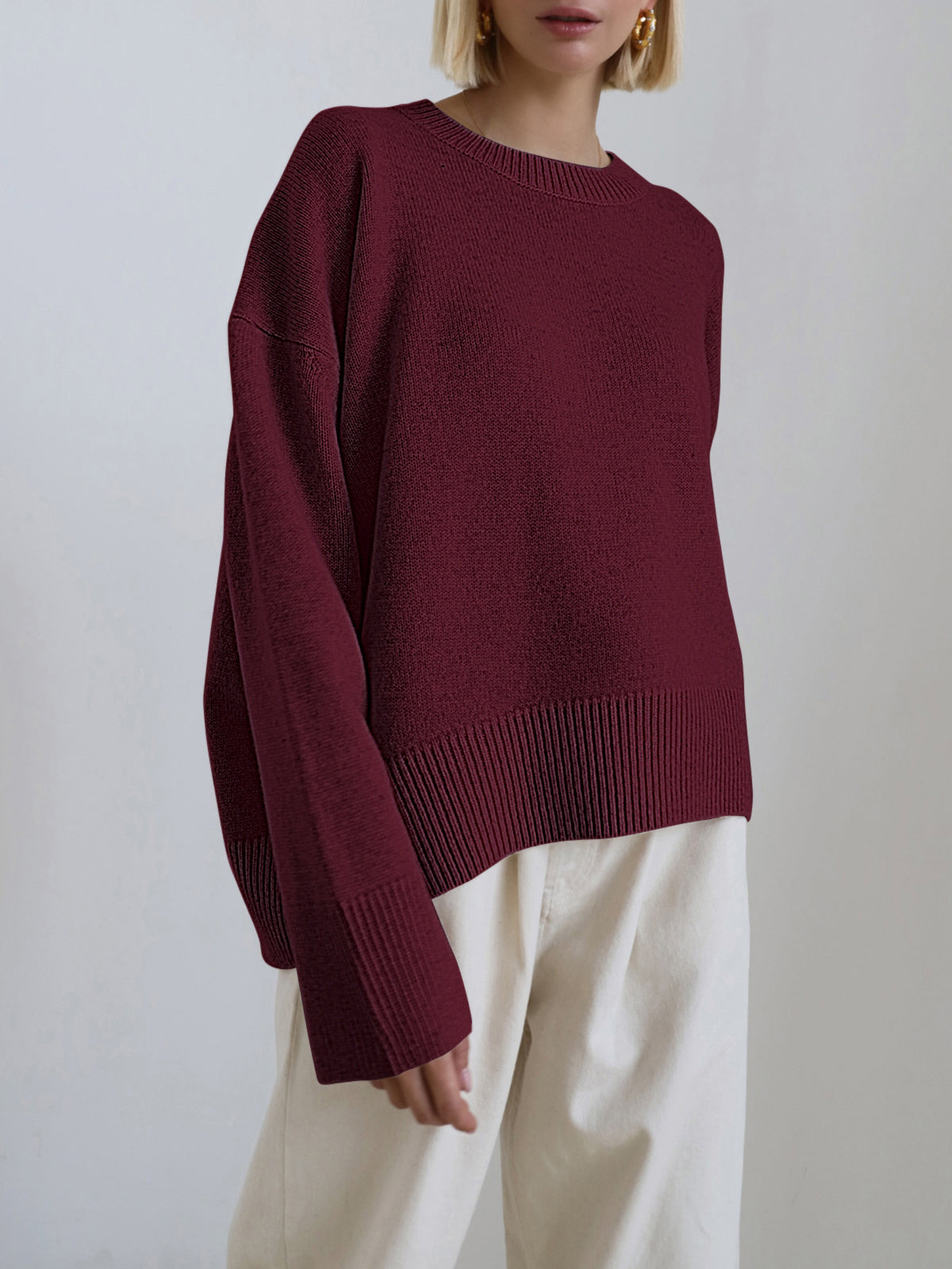 Knitted Sweater | Warm | Crew Neck | Oversized Sweater | Women's Knitwear-Fashion Nora