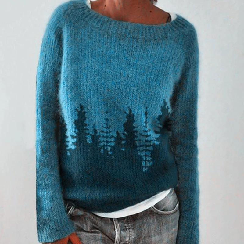 Knitted Sweater - Women's Cozy Long Sleeve Winter Pullover Jumper-Fashion Nora