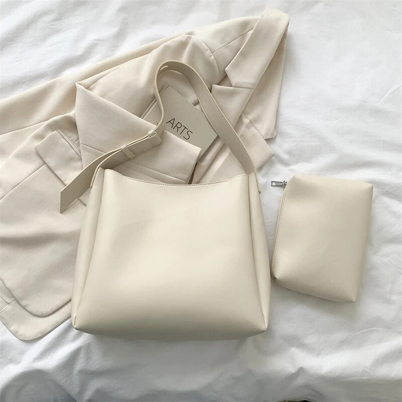 Leather Bag - Women's Leatherette Shoulder Tote Bag and Small Purse-Fashion Nora