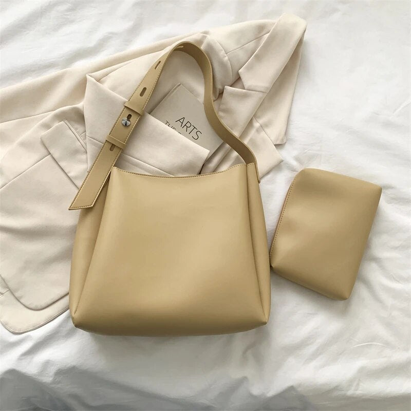 Leather Bag - Women's Leatherette Shoulder Tote Bag and Small Purse-Fashion Nora