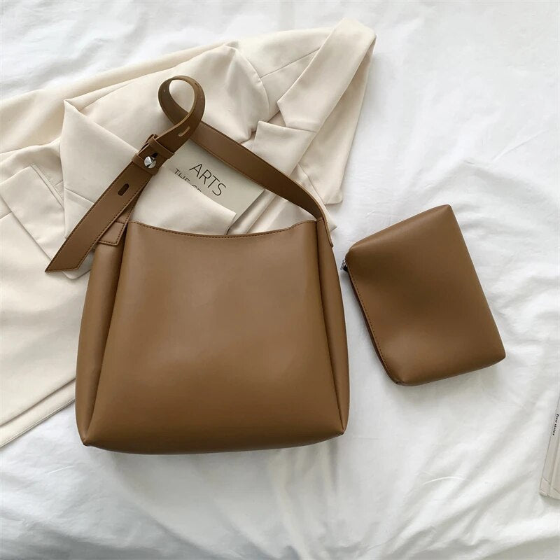 Leather Bag - Women's Leatherette Shoulder Tote Bag and Small Purse-Fashion Nora