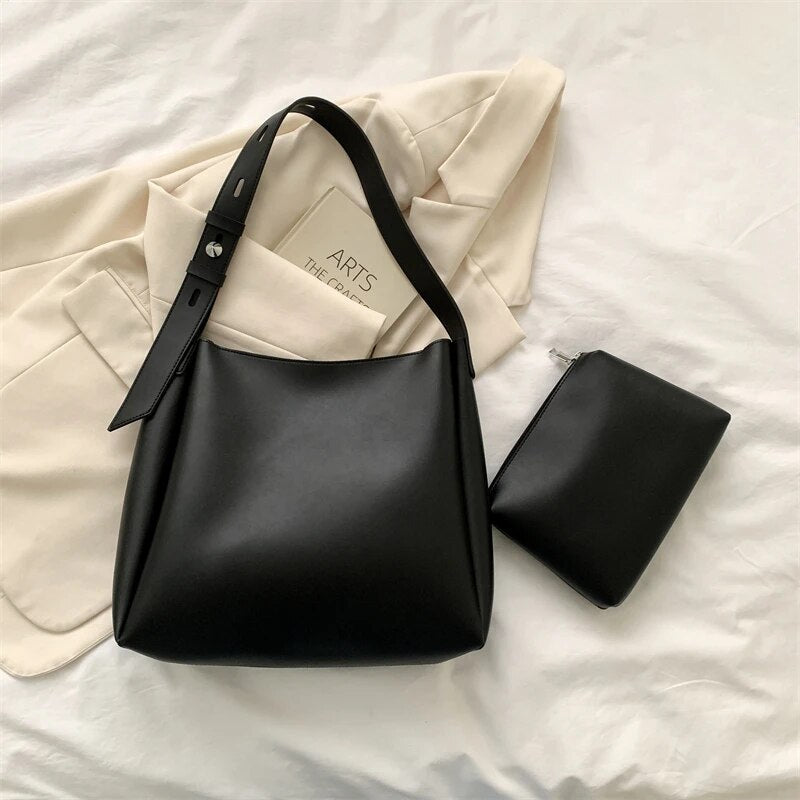 Leather Bag - Women's Leatherette Shoulder Tote Bag and Small Purse-Fashion Nora