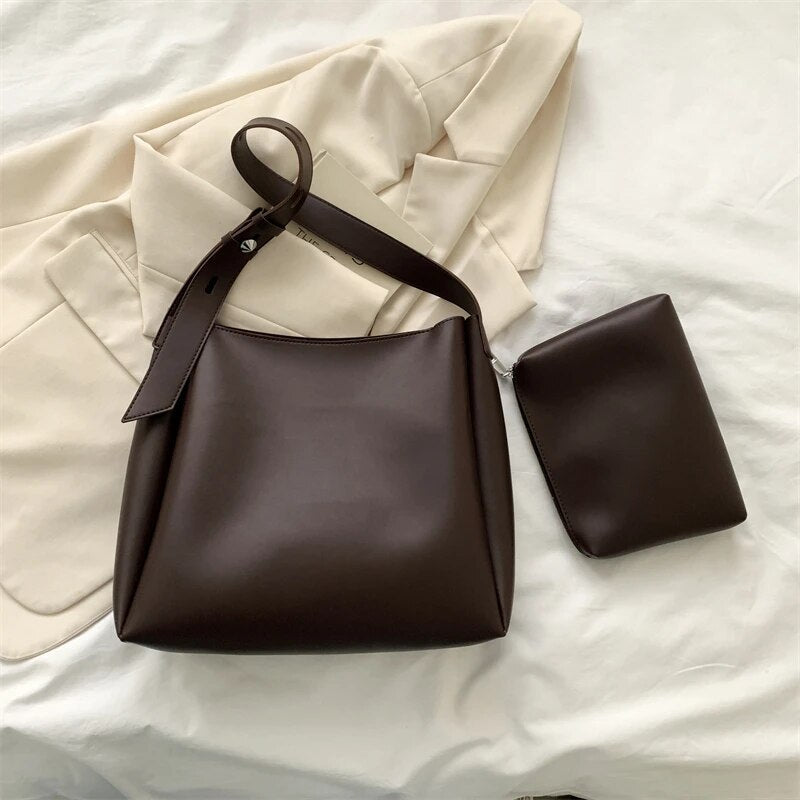 Leather Bag - Women's Leatherette Shoulder Tote Bag and Small Purse-Fashion Nora