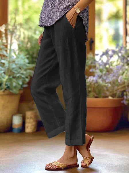 Linen Pants - Lightweight - Straight Leg - Summer Pants - Women's Trousers-Fashion Nora