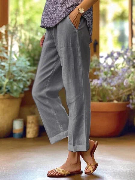 Linen Pants - Lightweight - Straight Leg - Summer Pants - Women's Trousers-Fashion Nora
