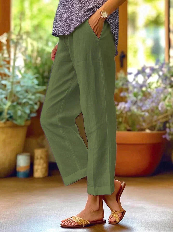 Linen Pants - Lightweight - Straight Leg - Summer Pants - Women's Trousers-Fashion Nora