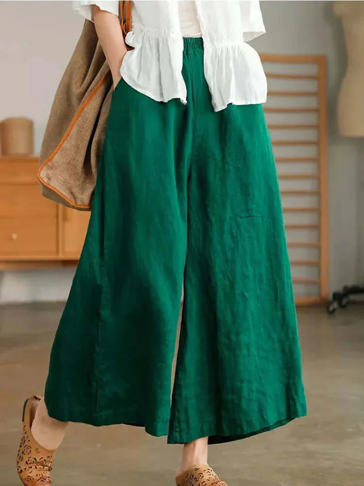 Linen Pants - Loose Fit - Elastic Waist - Summer Pants - Women's Trousers-Fashion Nora
