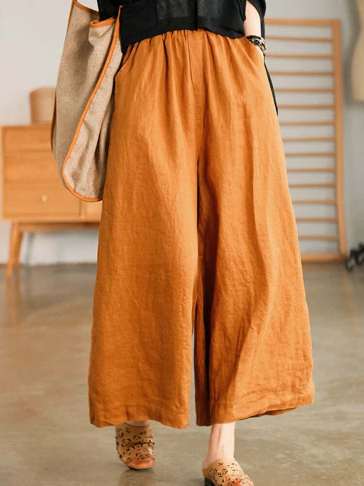Linen Pants - Loose Fit - Elastic Waist - Summer Pants - Women's Trousers-Fashion Nora