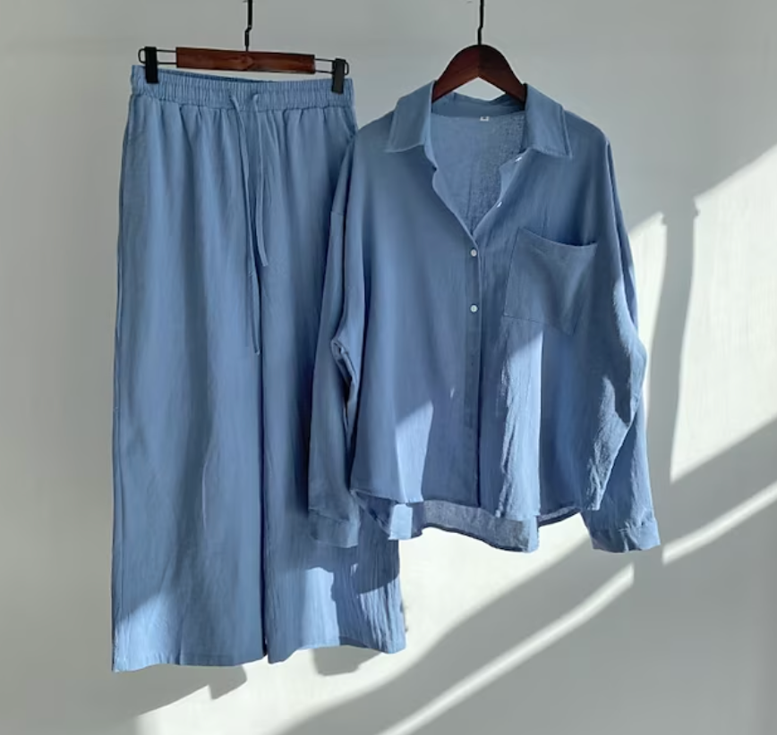 Linen Two-Piece Set - Lightweight - Wide Leg - Linen Co-Ord - Women's Summer Clothes-Fashion Nora