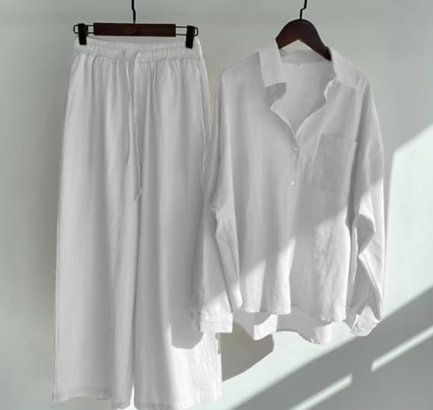 Linen Two-Piece Set - Lightweight - Wide Leg - Linen Co-Ord - Women's Summer Clothes-Fashion Nora
