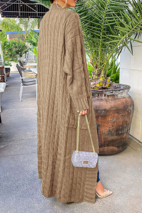 Long Cardigan | Open Front | Pocket | Knitted Cardigan | Long Cardigans for Women-Fashion Nora