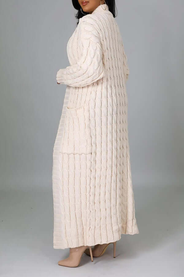 Long Cardigan | Open Front | Pocket | Knitted Cardigan | Long Cardigans for Women-Fashion Nora