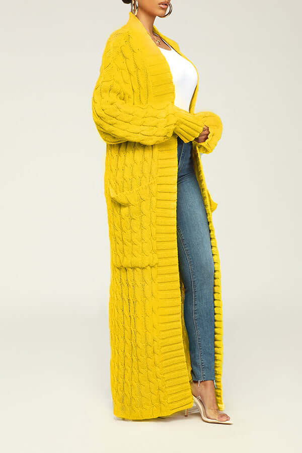 Long Cardigan | Open Front | Pocket | Knitted Cardigan | Long Cardigans for Women-Fashion Nora
