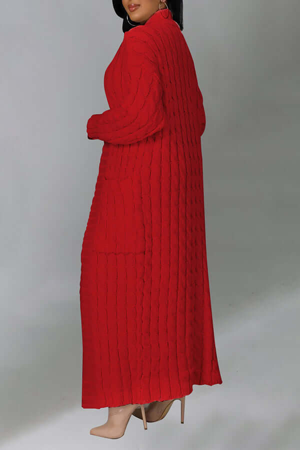 Long Cardigan | Open Front | Pocket | Knitted Cardigan | Long Cardigans for Women-Fashion Nora