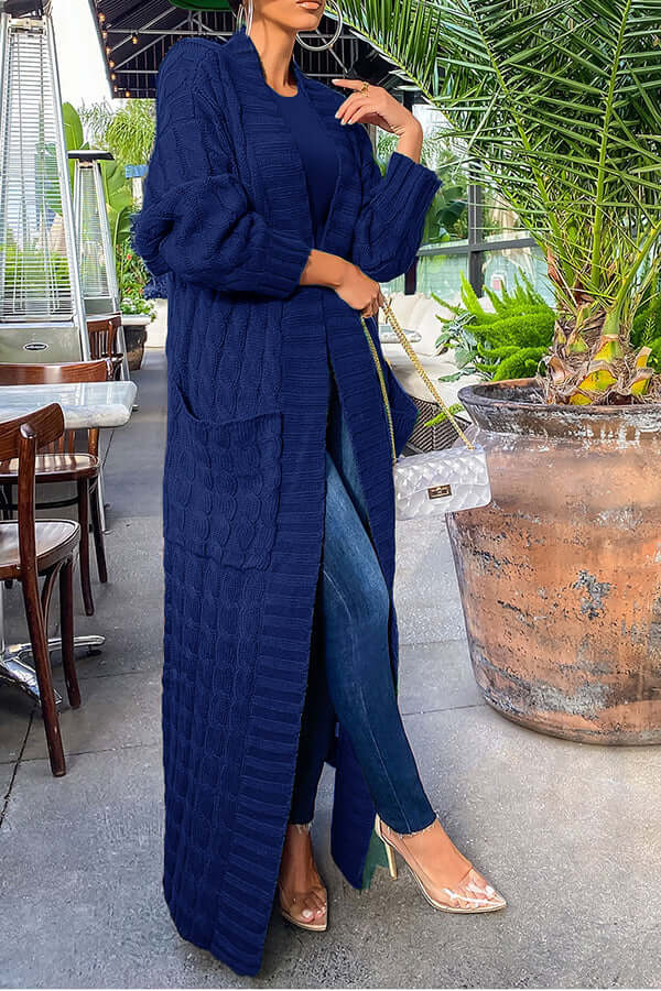 Long Cardigan | Open Front | Pocket | Knitted Cardigan | Long Cardigans for Women-Fashion Nora