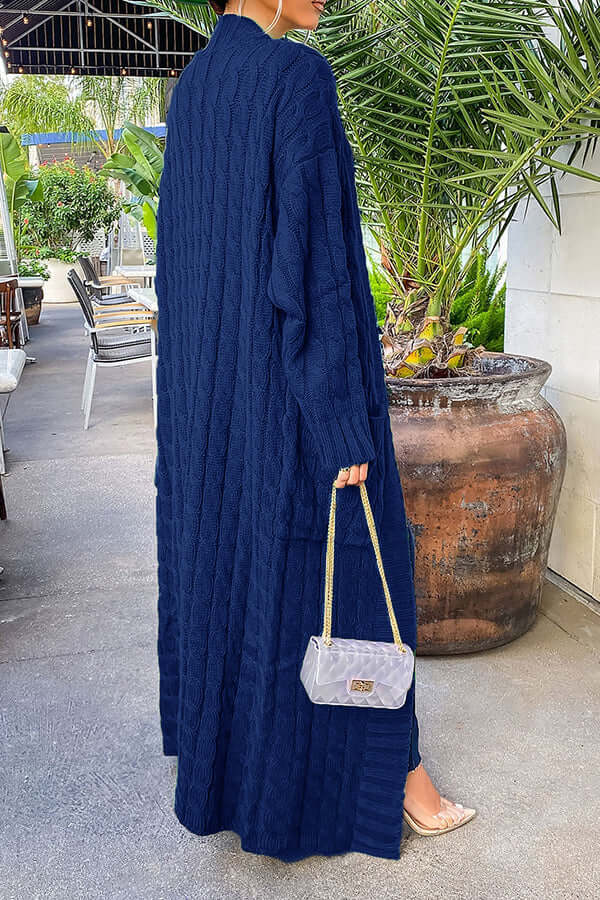 Long Cardigan | Open Front | Pocket | Knitted Cardigan | Long Cardigans for Women-Fashion Nora