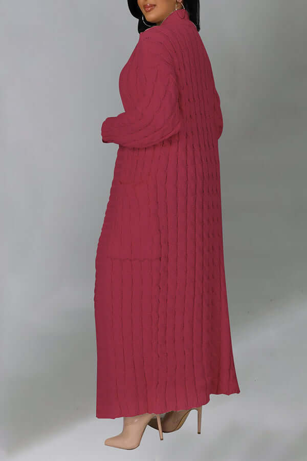 Long Cardigan | Open Front | Pocket | Knitted Cardigan | Long Cardigans for Women-Fashion Nora