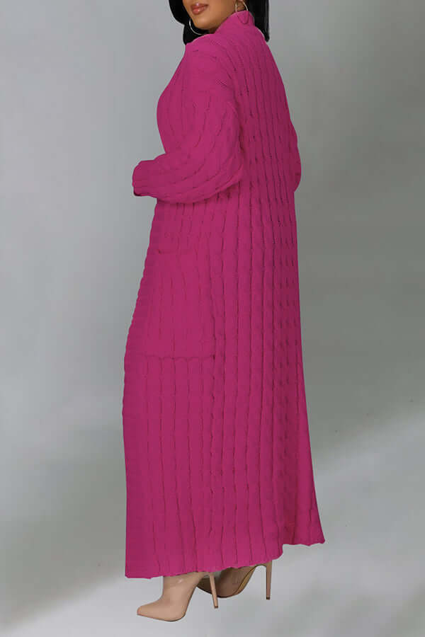 Long Cardigan | Open Front | Pocket | Knitted Cardigan | Long Cardigans for Women-Fashion Nora