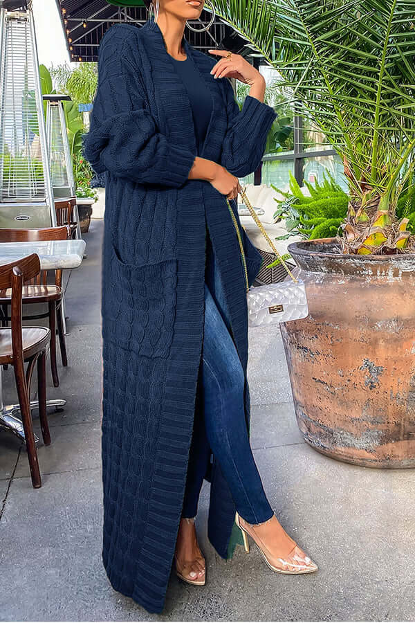 Long Cardigan | Open Front | Pocket | Knitted Cardigan | Long Cardigans for Women-Fashion Nora