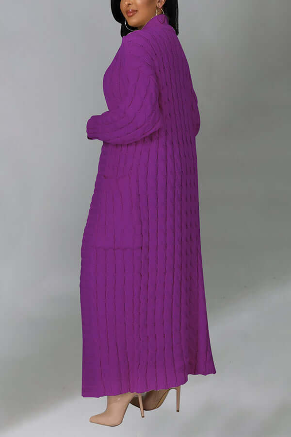 Long Cardigan | Open Front | Pocket | Knitted Cardigan | Long Cardigans for Women-Fashion Nora
