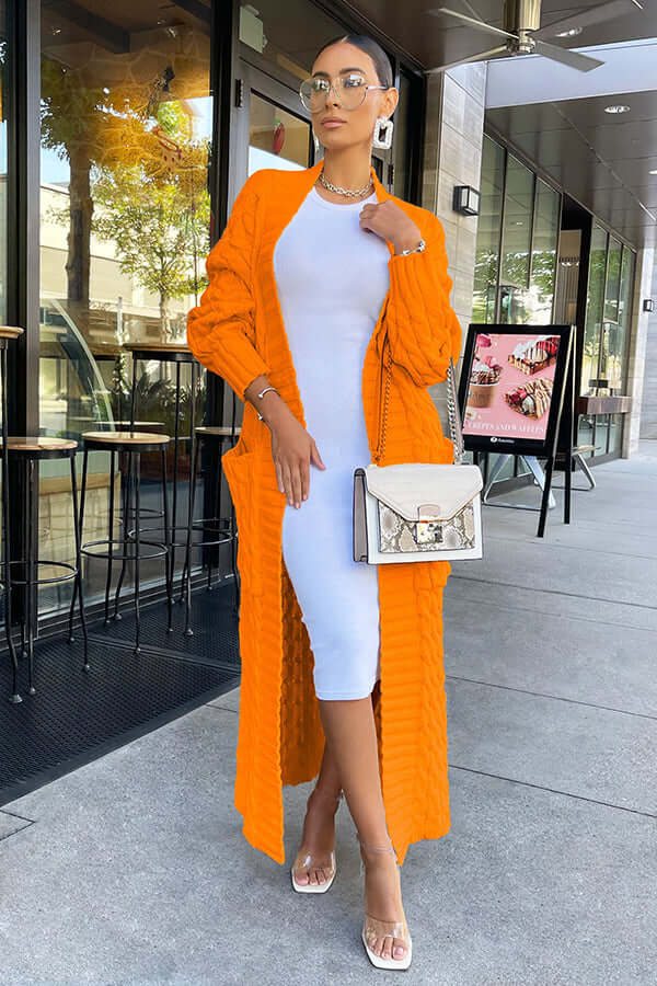 Long Cardigan | Open Front | Pocket | Knitted Cardigan | Long Cardigans for Women-Fashion Nora
