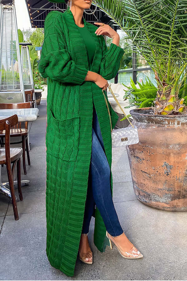 Long Cardigan | Open Front | Pocket | Knitted Cardigan | Long Cardigans for Women-Fashion Nora