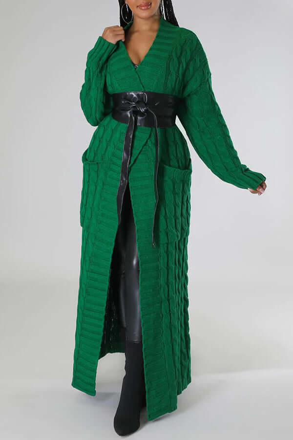 Long Cardigan | Open Front | Pocket | Knitted Cardigan | Long Cardigans for Women-Fashion Nora