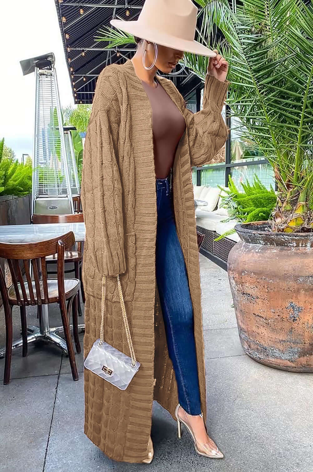 Long Cardigan | Open Front | Pocket | Knitted Cardigan | Long Cardigans for Women-Fashion Nora