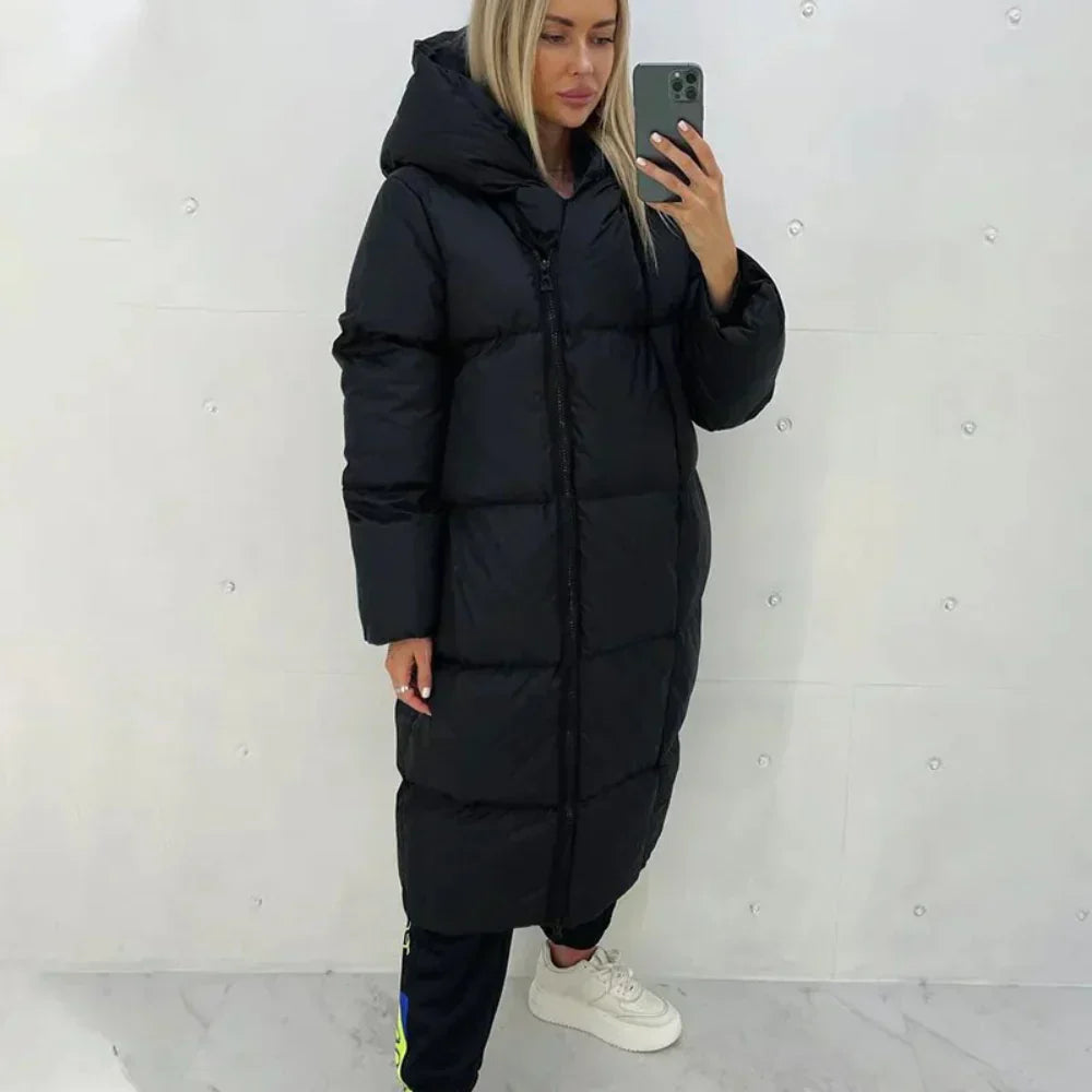 Long Puffer Coat - Women's Warm Hooded Long Winter Jacket -Fashion Nora
