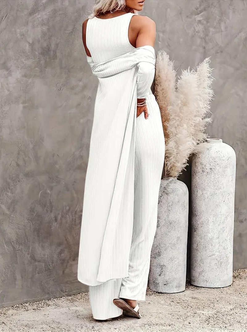 Loungewear Set, Ribbed, Three Piece, Lounge Set, Matching Set-Fashion Nora