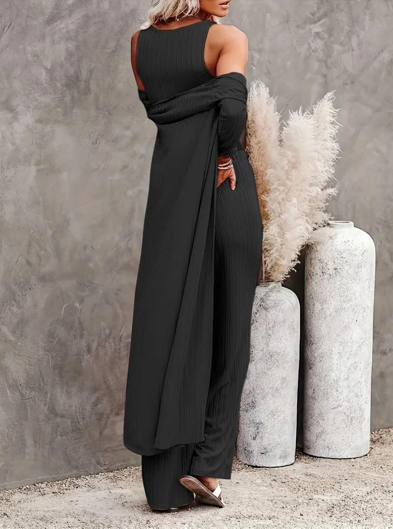 Loungewear Set, Ribbed, Three Piece, Lounge Set, Matching Set-Fashion Nora