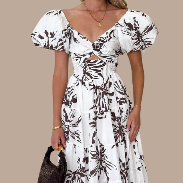 Maxi Dress | Floral | Puff Sleeve | Off-Shoulder Dress | Maxi Sundress-Fashion Nora