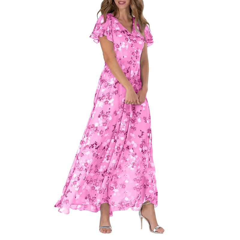 Maxi Dress | Flowy | Butterfly Sleeve | Floral Dress | Summer Dress-Fashion Nora