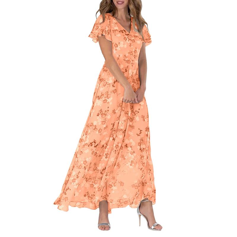 Maxi Dress | Flowy | Butterfly Sleeve | Floral Dress | Summer Dress-Fashion Nora