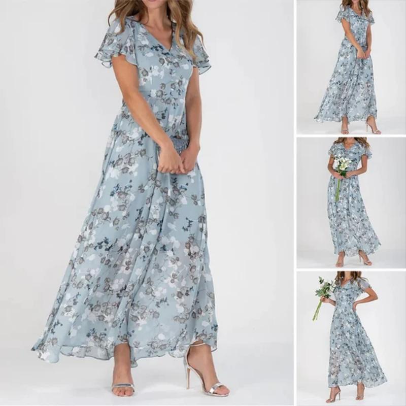Maxi Dress | Flowy | Butterfly Sleeve | Floral Dress | Summer Dress-Fashion Nora