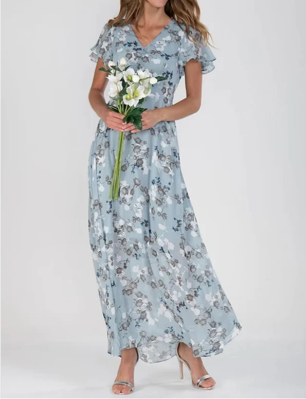 Maxi Dress | Flowy | Butterfly Sleeve | Floral Dress | Summer Dress-Fashion Nora